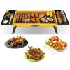 Multi-Function Portable Charcoal Grill with Prep Side Tables, Powder Coated Foldable BBQ for Camping Picnic RV Backyard Party