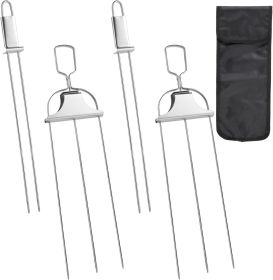 Kabob Skewers for Grilling 4 PCS Metal Kabob Skewer for Grilling 14 Inch Stainless Steel Barbecue Skewers with Push Rod Sliders