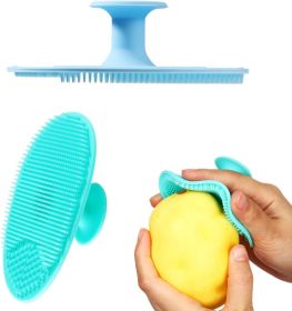 2 Pcs Vegetable Brush Potato Scrubber Veggie Brush Silicone Reusable Cleaning Tools with Non Slip Grip for Kitchen Food Potato Carrots Corn