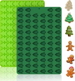 2 PCS Christmas Silicone Molds, 70 Cavity Xmas Tree & 76 Cavity Gingerbread Man Mini Silicone Molds for Baking Biscuits, Gummy,Candy,Chocolate,Jelly