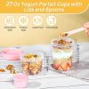 4 Pack 27oz Yogurt Parfait Cups with Lids and Spoons, Overnight Oats Containers, Reusable Topping Compartment for Breakfast with Yogurt
