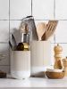 Utensil Holder for Kitchen Counter, 7.3"+5.4" Fluted Ceramic Utensil Crock Organizer for Countertop, Heavy Large Holder for Spatulas, Spoons, Set of 2
