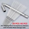 304 Stainless Steel 14.8" Long Flat Barbecue Skewers,20PCS/40PCS BBQ Kebab Skewers with Portable Metal Storage Tube