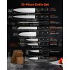Kitchen Knife Set with Block and Sharpener, 15 Piece German High Carbon Stainless Steel Knife Set, Kitchen Cutlery with ABS Ergonomic Handle