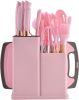 19 Piece Kitchenware Utensils and Knife Set- Includes: 9 Piece Silicone Cooking Utensils- 6 Piece Sharp Stainless Steel Chef Knives- Scissors -Whisk T