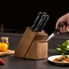 Kitchen Knife Set with Block and Sharpener, 15 Piece German High Carbon Stainless Steel Knife Set, Kitchen Cutlery with ABS Ergonomic Handle