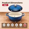 6 Quart Enamel Cast Iron Dutch Oven with Moisture-Sealing Lid for Bread Baking Braising And Slow Cooking, Dual Handles, Oven Safe