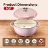 6 Quart Enamel Cast Iron Dutch Oven with Moisture-Sealing Lid for Bread Baking Braising And Slow Cooking, Dual Handles, Oven Safe