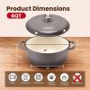 6 Quart Enamel Cast Iron Dutch Oven with Moisture-Sealing Lid for Bread Baking Braising And Slow Cooking, Dual Handles, Oven Safe
